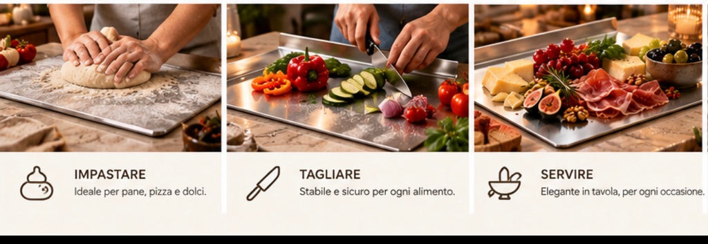 Tagliere in Acciaio Inox con Bordo Curvo | Valnor Kitchen