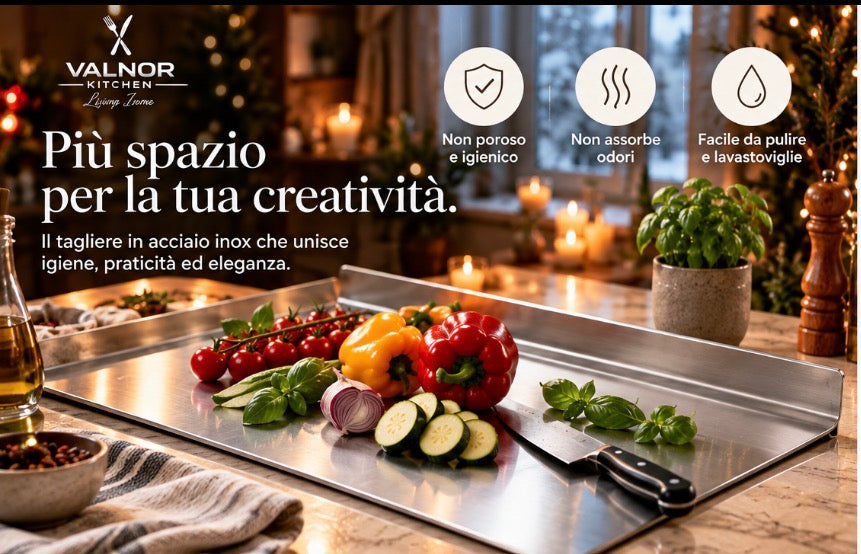 Tagliere in Acciaio Inox con Bordo Curvo | Valnor Kitchen